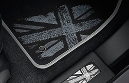 Комплект ковриков Union Jack с монохромным изображением британского флага, для автомобилей с левым рулем image