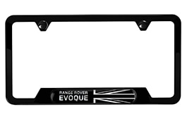 License Plate Frame - Evoque with Black Union Jack, Black finish